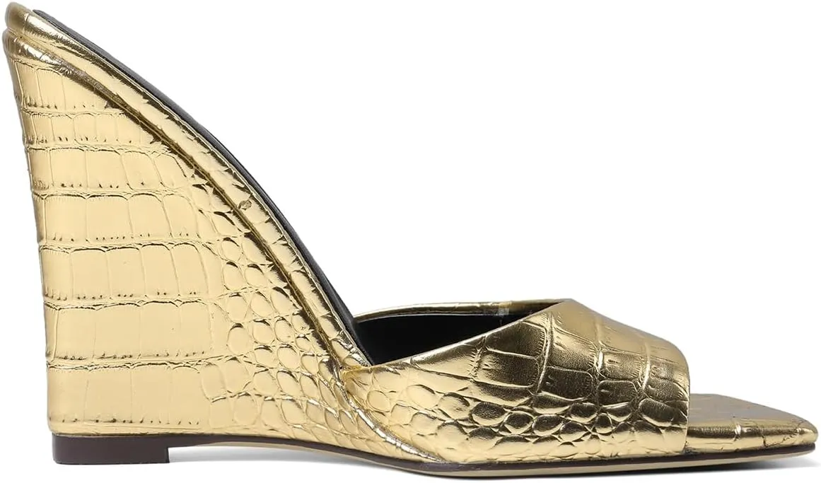 MILDSEVEN Women's Popular Sexy Fashion Crocodile Pattern Wedges Slippers, Large Size Casual Open Toe Sandals for Banquets, Parties And Wedding