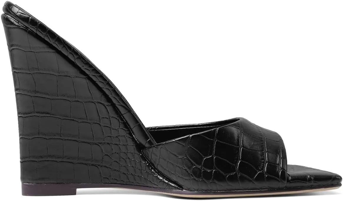 MILDSEVEN Women's Popular Sexy Fashion Crocodile Pattern Wedges Slippers, Large Size Casual Open Toe Sandals for Banquets, Parties And Wedding