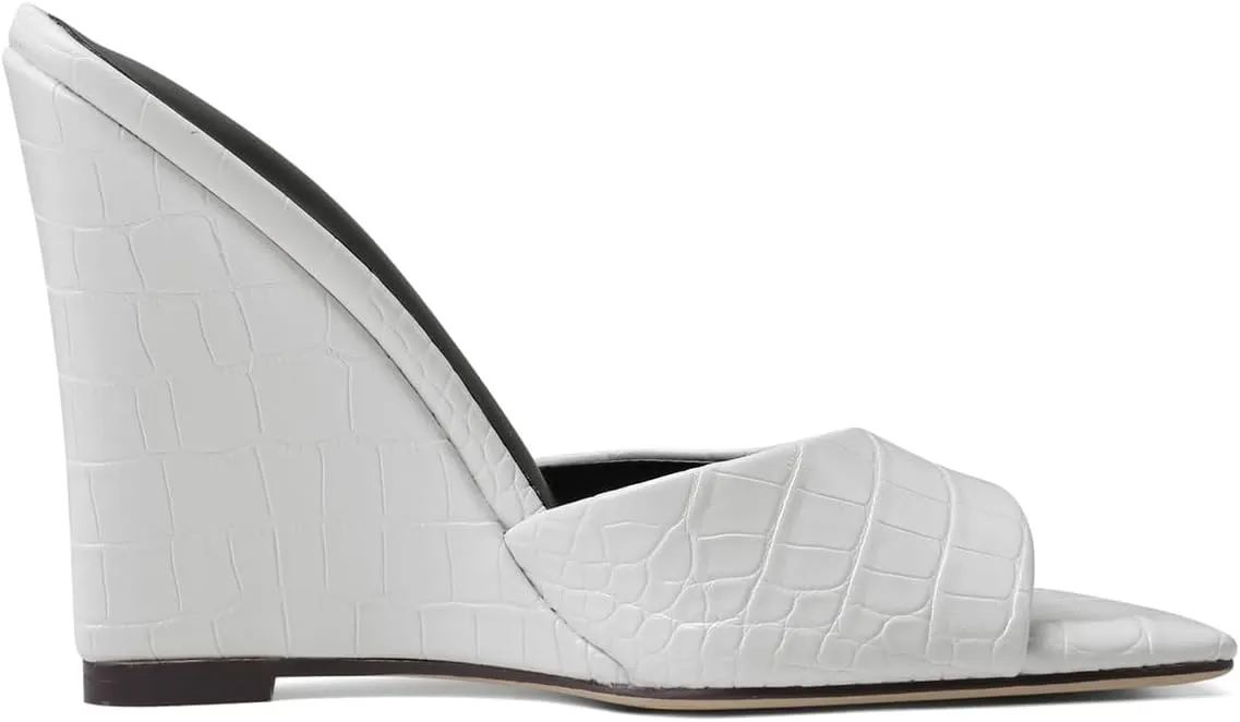 MILDSEVEN Women's Popular Sexy Fashion Crocodile Pattern Wedges Slippers, Large Size Casual Open Toe Sandals for Banquets, Parties And Wedding