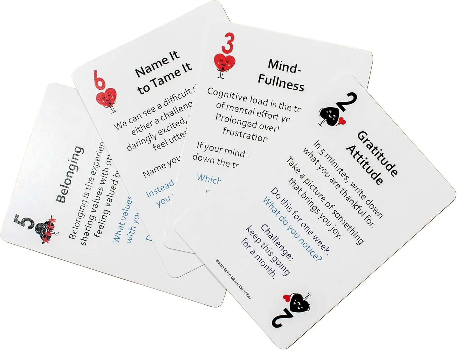 Mind Brain Emotion 52 Essential Coping Skills Cards - Self Care Exercises for Stress and Social Anxiety Relief - Resilience, Emotional Agility, Confidence Therapy Games for Teens, Adults