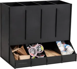 Mind Reader 4-Compartment Single Serve Coffee Pod Dispenser, 120 Pod Capacity, Breakroom, 14.5" L x 9" W x 12.25" H, Black