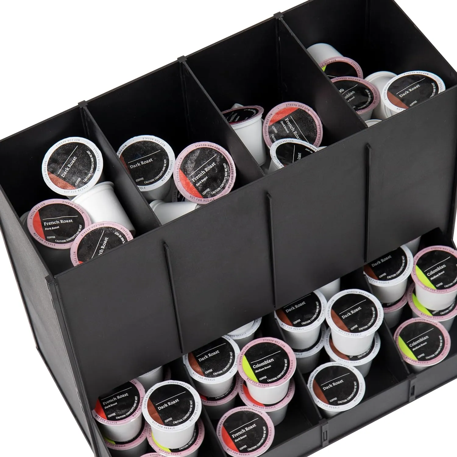 Mind Reader 4-Compartment Single Serve Coffee Pod Dispenser, 120 Pod Capacity, Breakroom, 14.5" L x 9" W x 12.25" H, Black