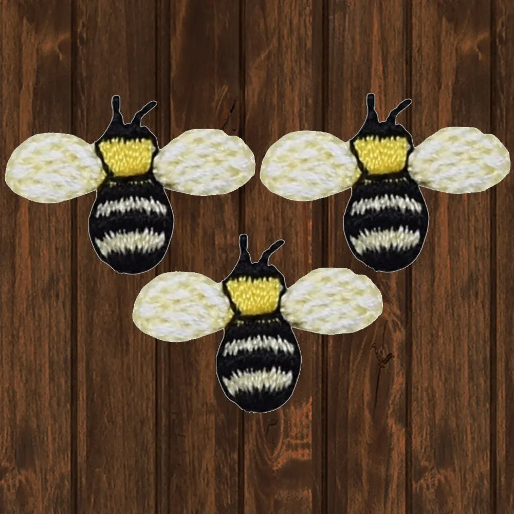 Mini Bumblebee Embroidered Patch — 3-Pack — Iron On