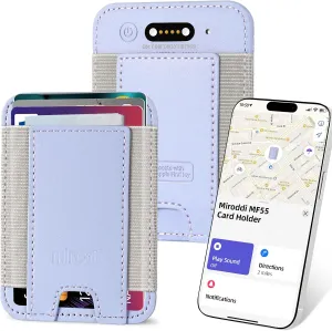 Miroddi Credit Card Holder with Find My, Premium Leather Small Wallet for Women, RFID Blocking Slim Card Wallet for Women Men, Minimalist Business Credit Card Wallet, Holds Up to 14 Cards, Purple