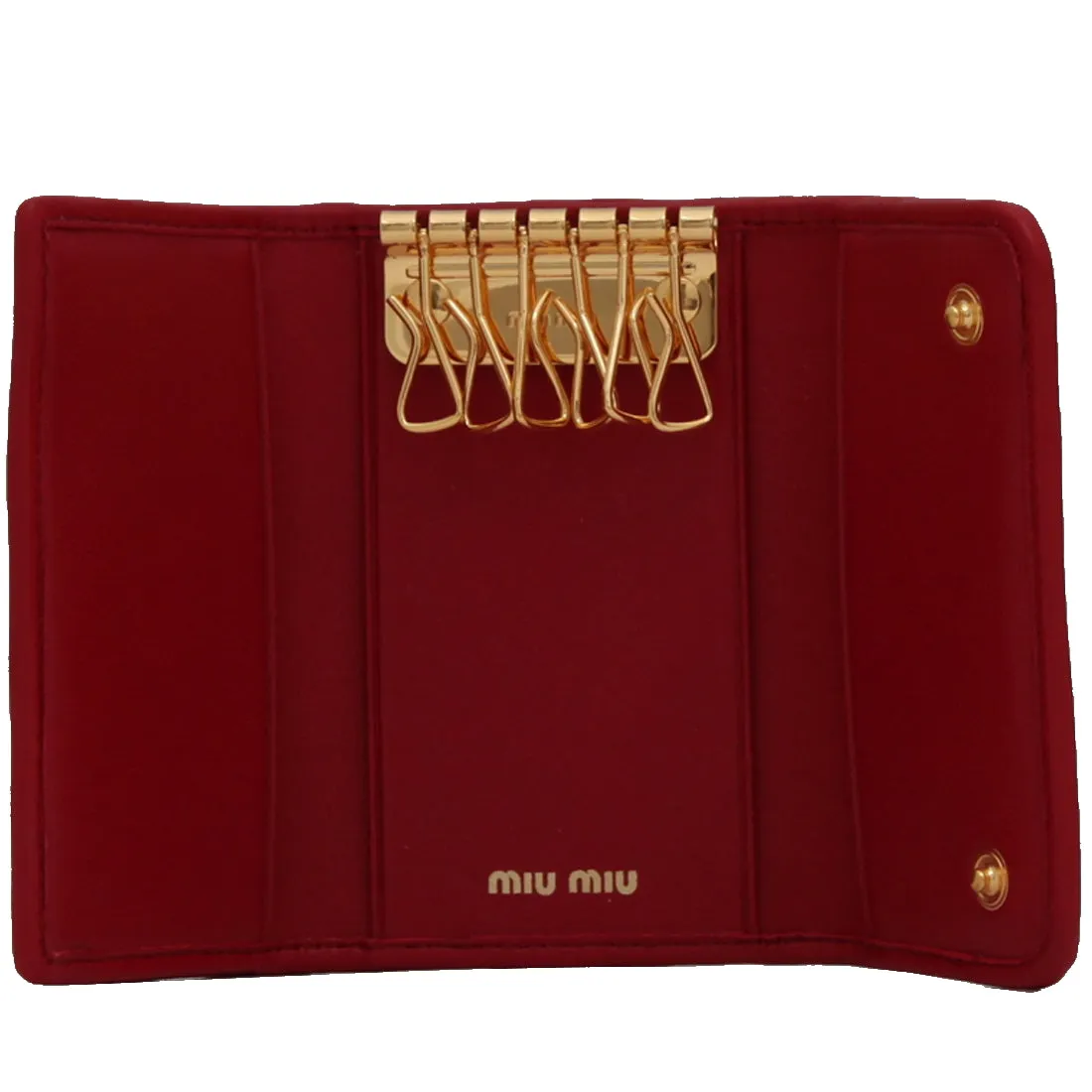 Miu Miu 5PG222 Nappa Impunture Leather Key Holder- Fuoco