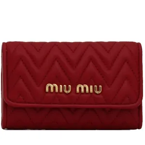 Miu Miu 5PG222 Nappa Impunture Leather Key Holder- Fuoco