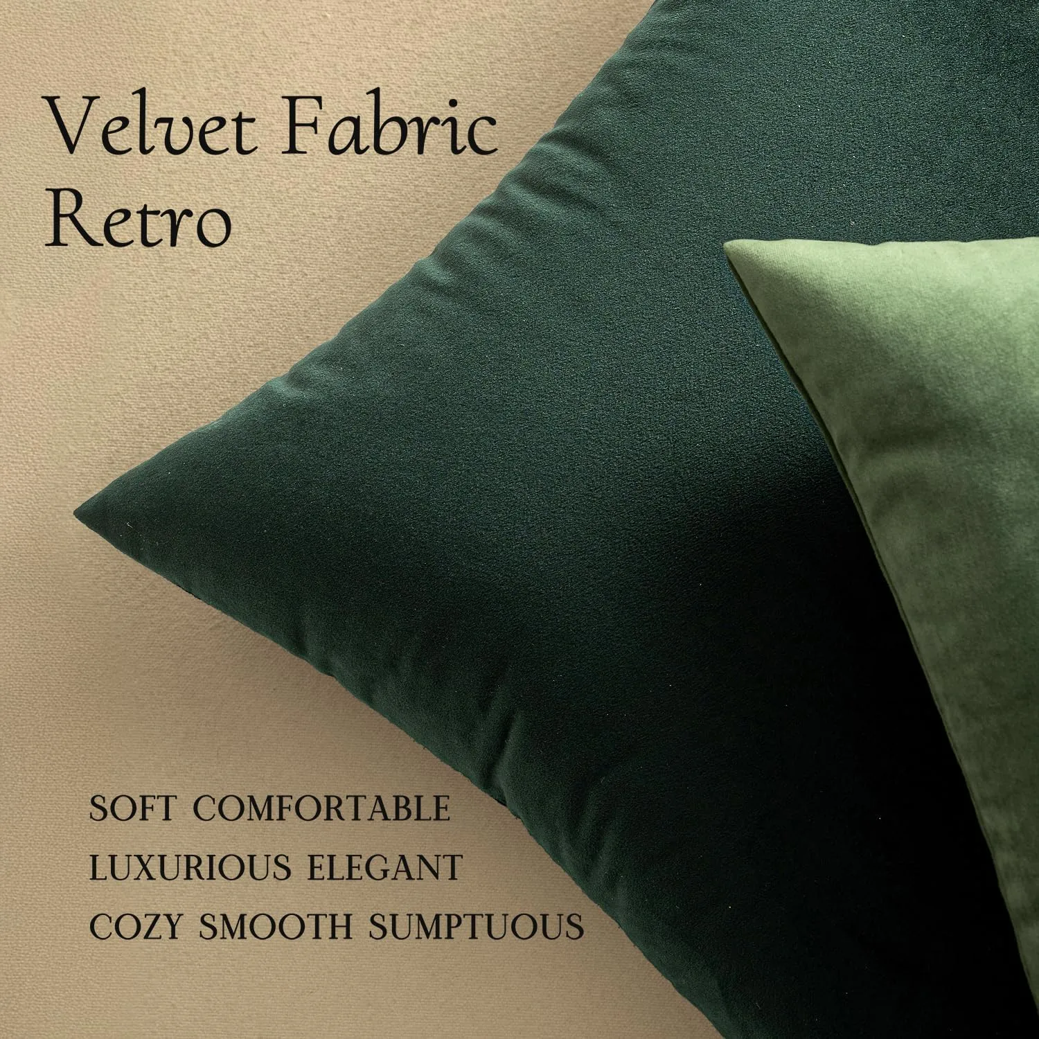 MIULEE Pack of 2 Velvet Soft Solid Decorative Square Throw Pillow Covers Set Christmas Cushion Case for Spring Sofa Bedroom Couch Car 18x18 Inch 45x45 cm