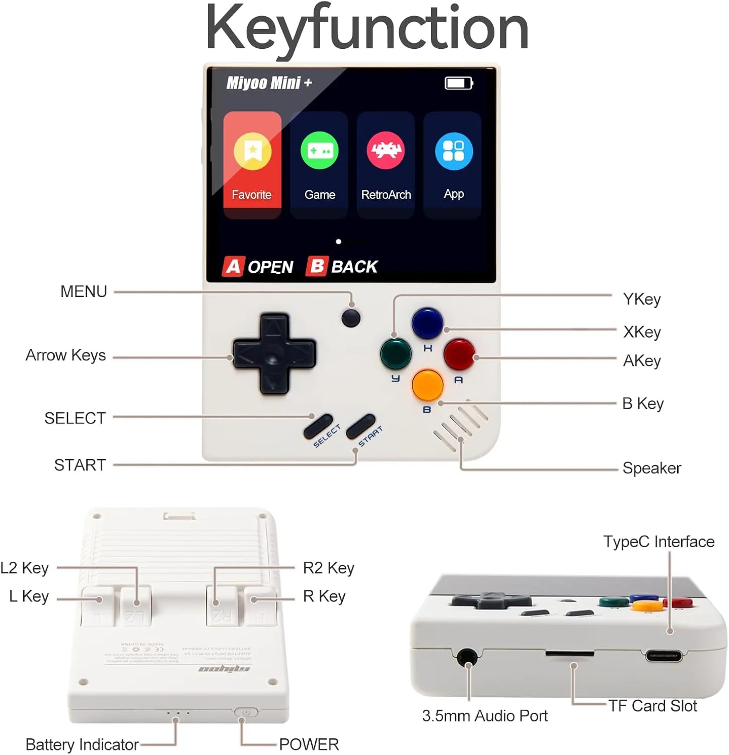Miyoo Mini Plus Handheld Game Console with Hard Case, 3.5 Inch IPS Screen Retro Video Game Console, Built-in 128G TF Card 15000  Games & 3000mAh Battery, Support WiFi