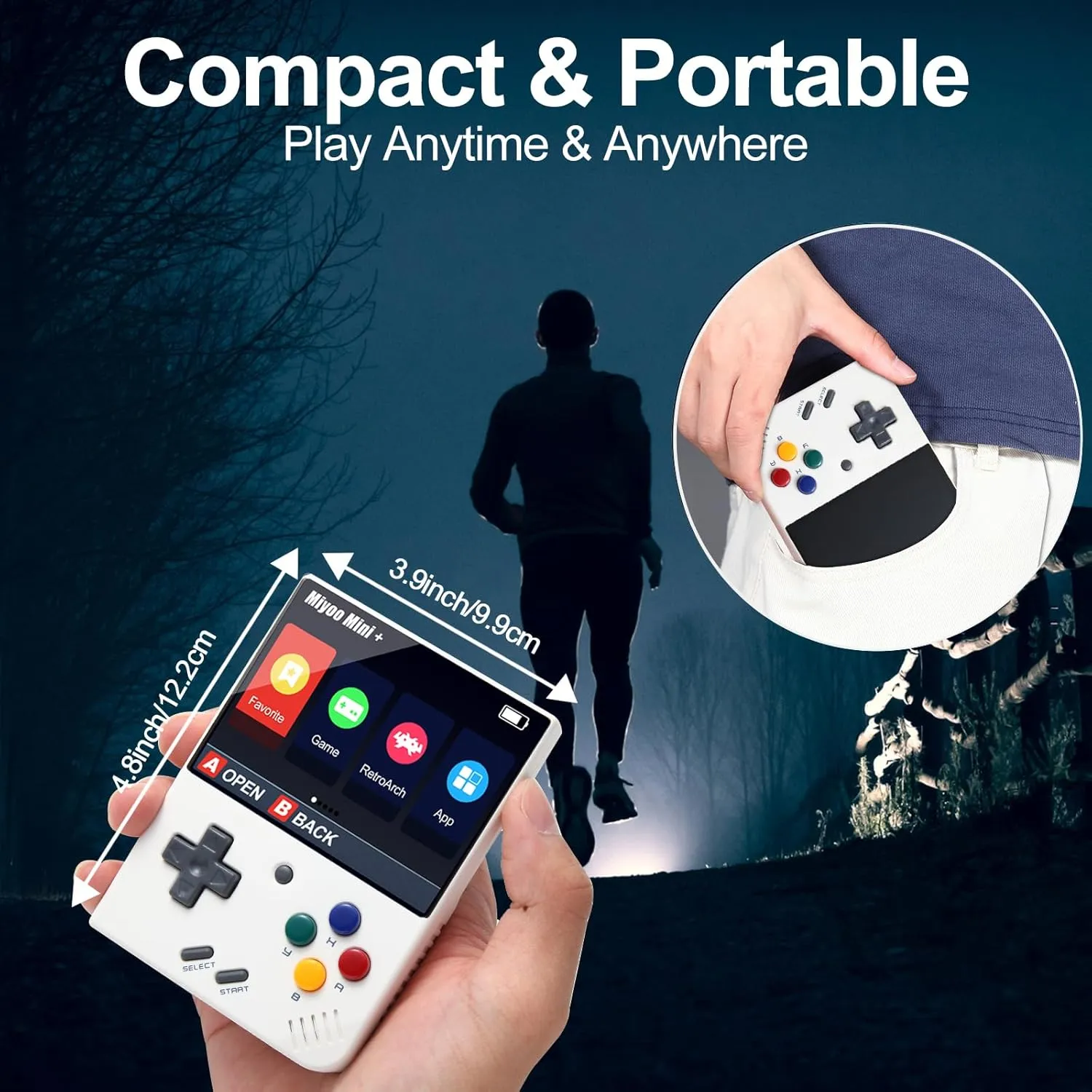 Miyoo Mini Plus Handheld Game Console with Hard Case, 3.5 Inch IPS Screen Retro Video Game Console, Built-in 128G TF Card 15000  Games & 3000mAh Battery, Support WiFi