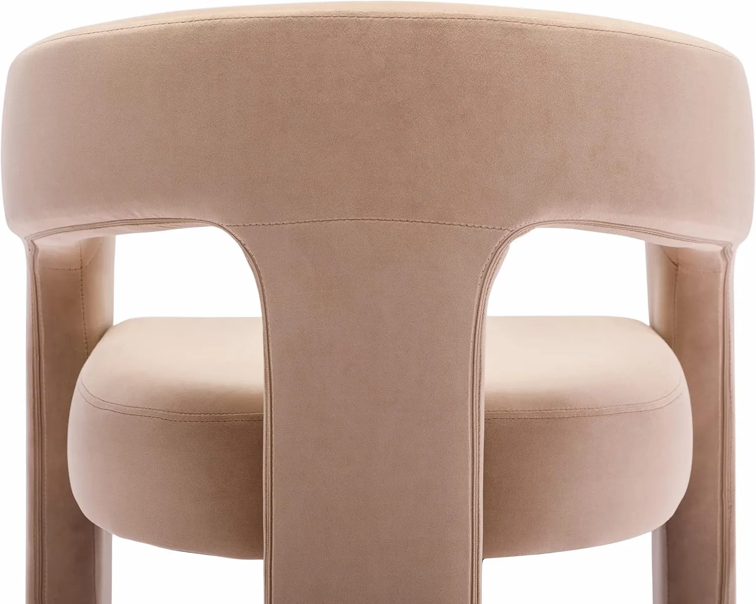 Modern Dining Chair, Velvet Upholstered Barrel Kitchen Chair, Round Dining Chairs with Wooden Legs, Assembled Accent Armchairs for Dining Room/Living Room/Bedroom/Side, Khaki