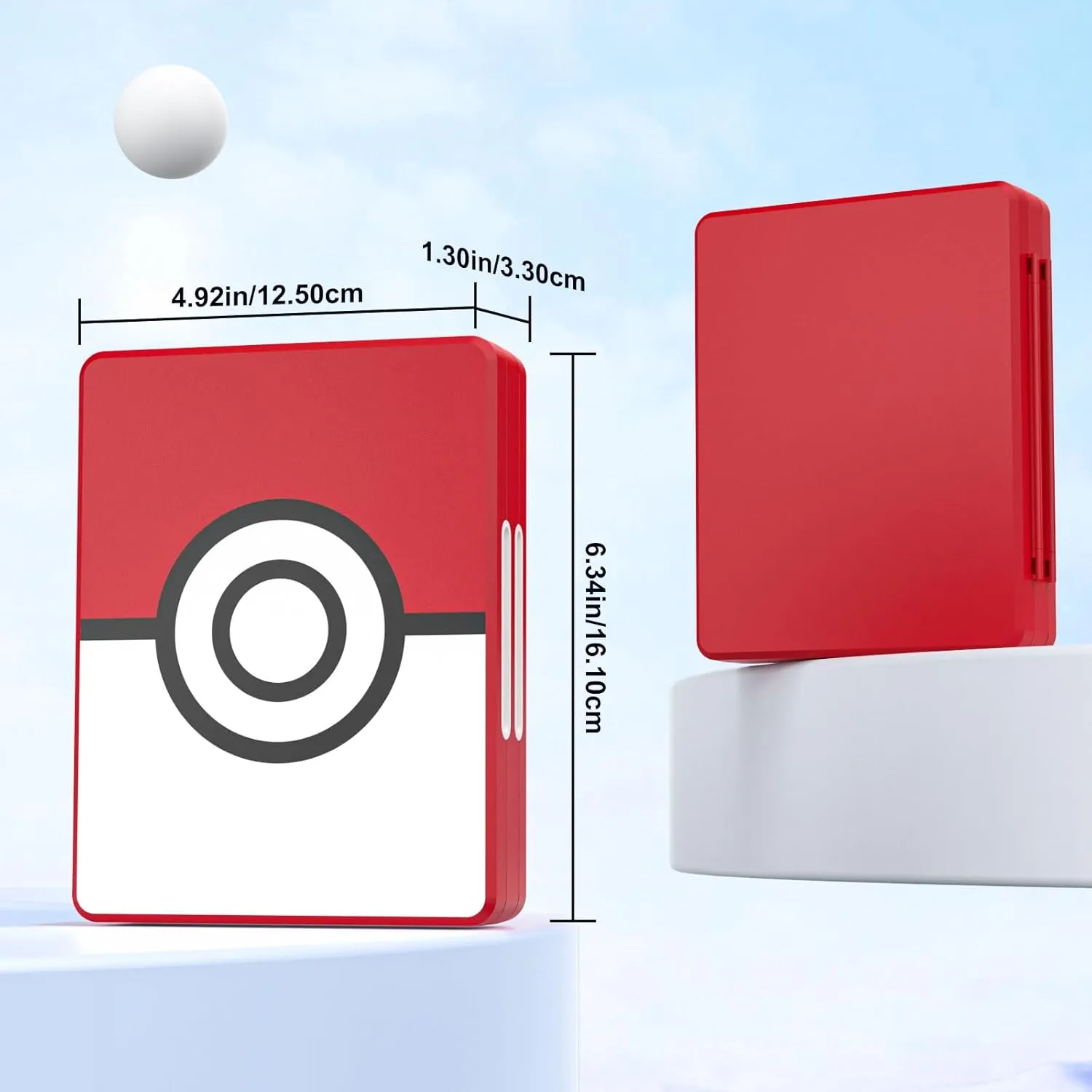 MoKo 60 Slots Switch Game Holder & 24 Slots for 3DS/3DSXL/DS/DSi Cards & 36 Slots for SD Cards w/ Magnetic Closure, Game Card Case for Nintendo Switch/Switch OLED/3DS/2DS, Portable 3DS Case, Red Ball