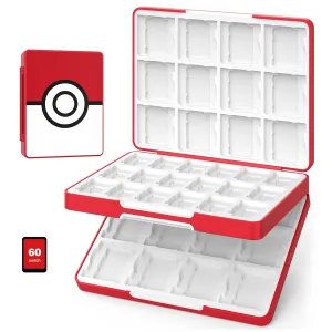 MoKo 60 Slots Switch Game Holder & 24 Slots for 3DS/3DSXL/DS/DSi Cards & 36 Slots for SD Cards w/ Magnetic Closure, Game Card Case for Nintendo Switch/Switch OLED/3DS/2DS, Portable 3DS Case, Red Ball