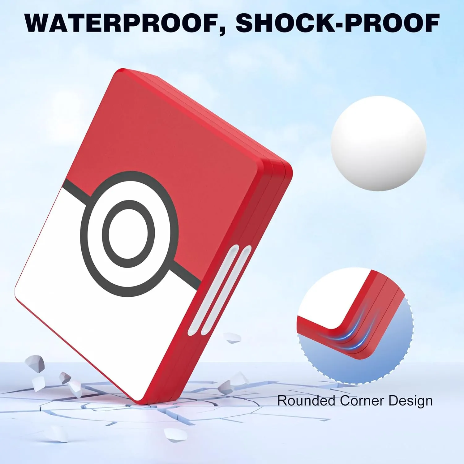 MoKo 60 Slots Switch Game Holder & 24 Slots for 3DS/3DSXL/DS/DSi Cards & 36 Slots for SD Cards w/ Magnetic Closure, Game Card Case for Nintendo Switch/Switch OLED/3DS/2DS, Portable 3DS Case, Red Ball