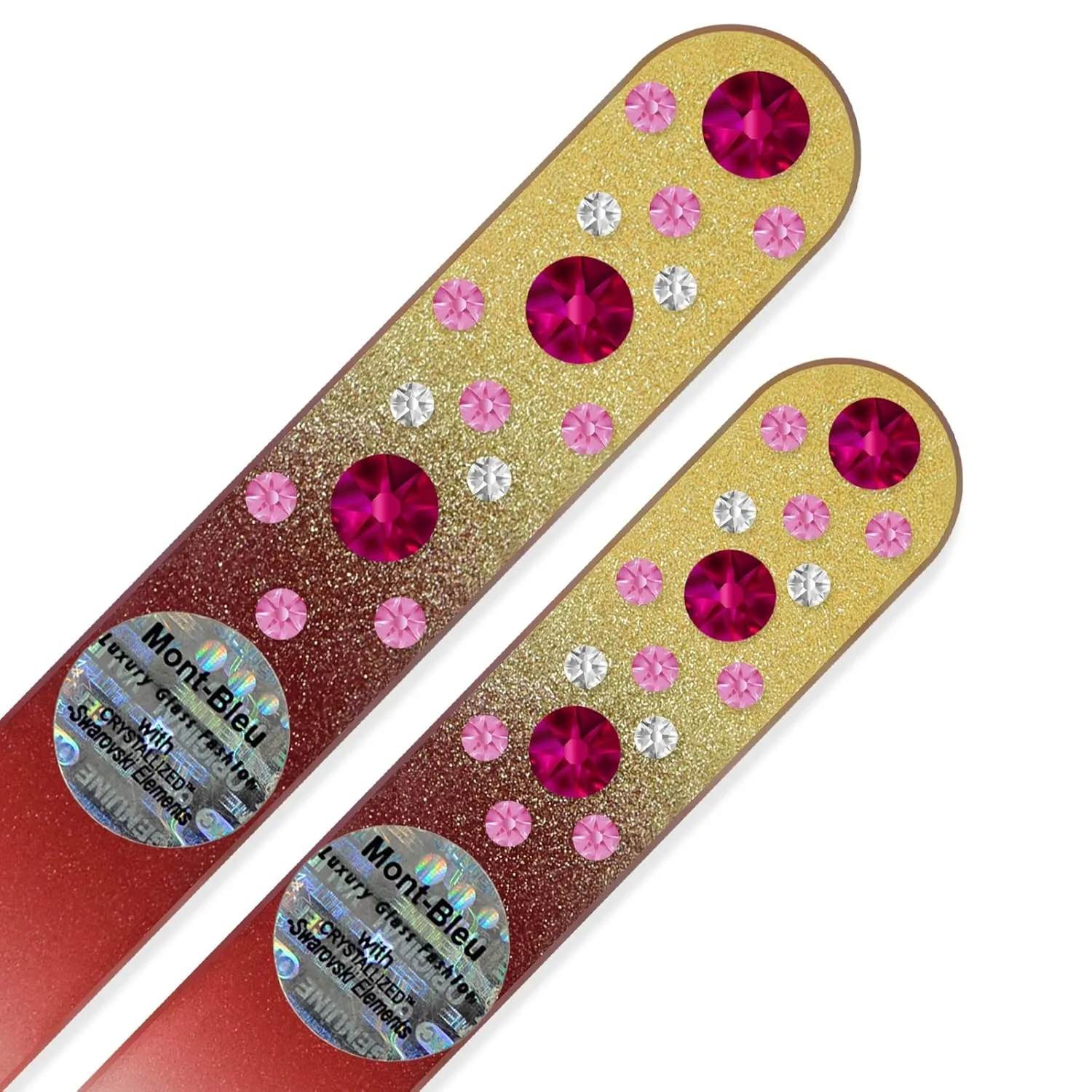 Mont Bleu Set of 2 Crystal Nail Files hand decorated with crystals from Swarovski® | Handbag & Universal Sizes, Hand Made, Czech Tempered Glass, Lifetime Guaranty