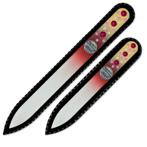 Mont Bleu Set of 2 Crystal Nail Files hand decorated with crystals from Swarovski® | Handbag & Universal Sizes, Hand Made, Czech Tempered Glass, Lifetime Guaranty