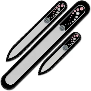 Mont Bleu Set of 3 Crystal Nail Files Hand Decorated with Crystals from Swarovski® | Hand Made, Czech Tempered Glass, Lifetime Guaranty