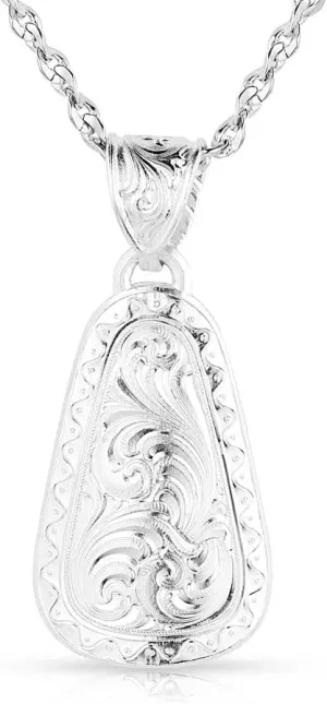 Montana Silversmiths Beauty Within Bell-Shaped Western Bright Cut Engraved Pendant 22 Inch Necklace