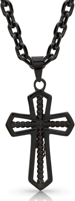 Montana Silversmiths Mens Throught the Darkest Night Christian Cross Pendant Necklace