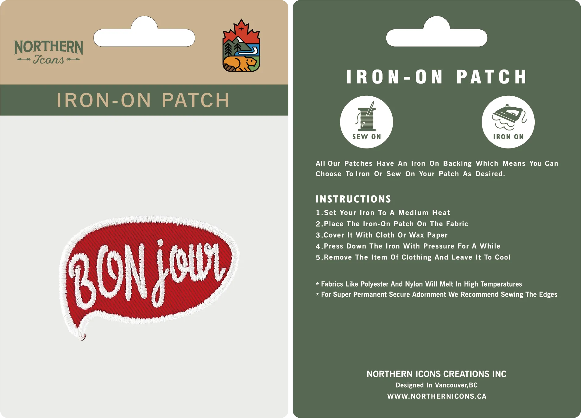 Montreal iron-on embroidery patch