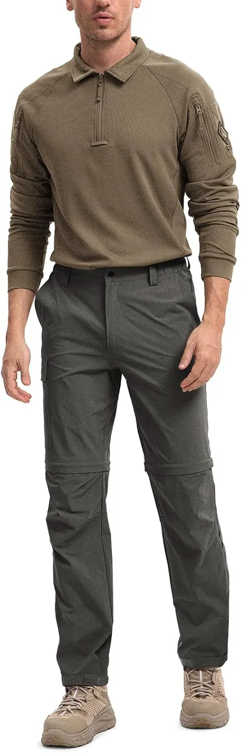 Moosehill Men's-Hiking-Pants Convertible Quick-Dry Water-Resistant Lightweight Zip-Off Outdoor with 5 Deep Pockets