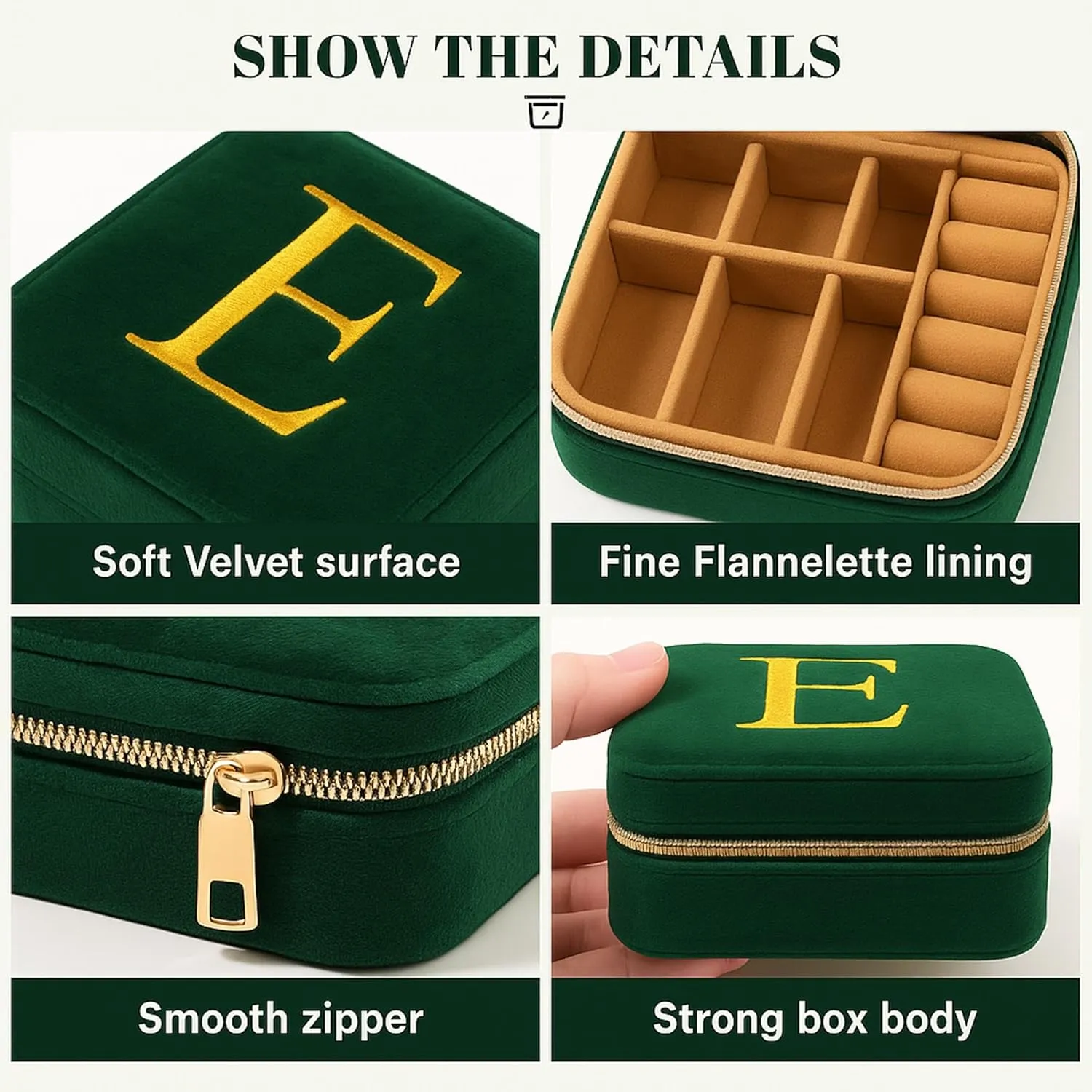 Mothers Day Gifts - Travel Jewelry Case for Women, Small Initial Jewelry Box Organizer for Necklaces/Rings/Earrings, Birthday Graduation Mothers Day Gift for Women - Letter J