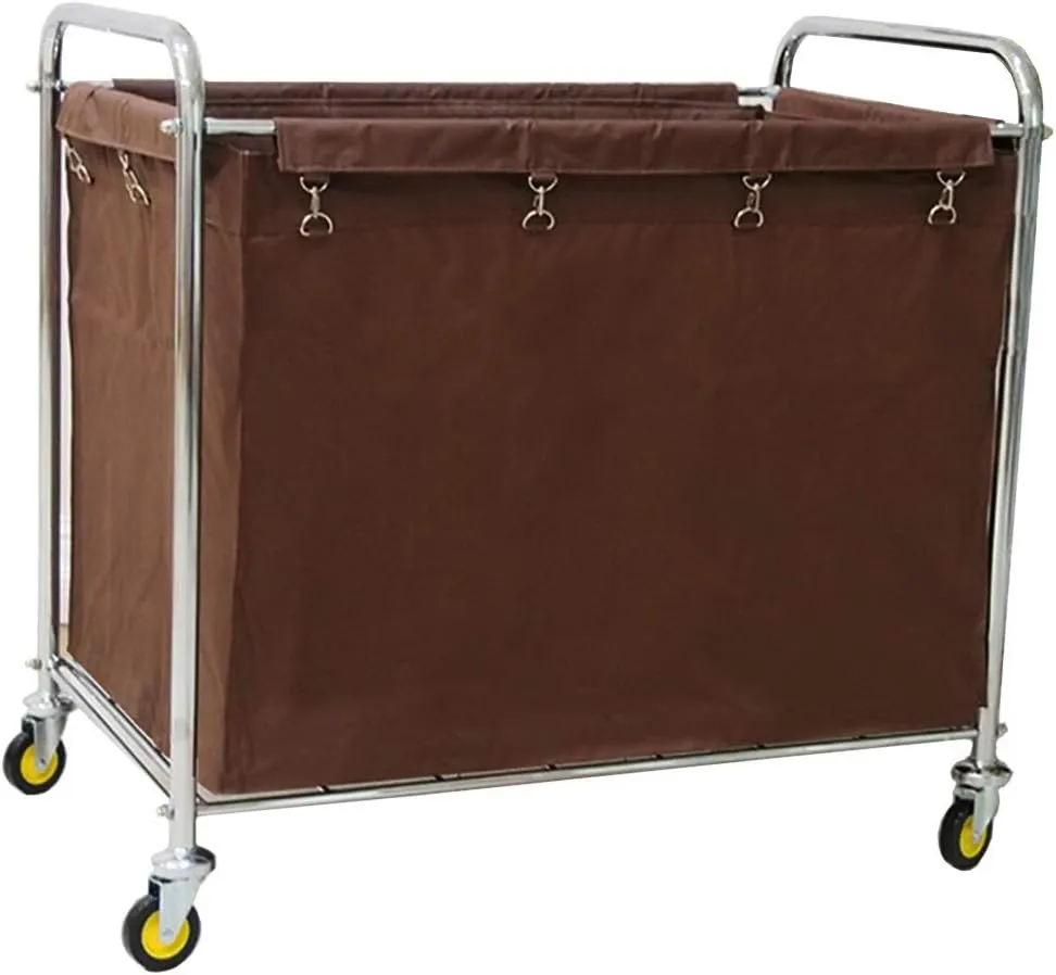 Movable Hand Trucks Storage,Kitchen Movable Trolleys,Hotel Laundry Sorter Cart on Wheels,Linen Cart with Handle,Service Rolling Trolley,Re Movable Bag