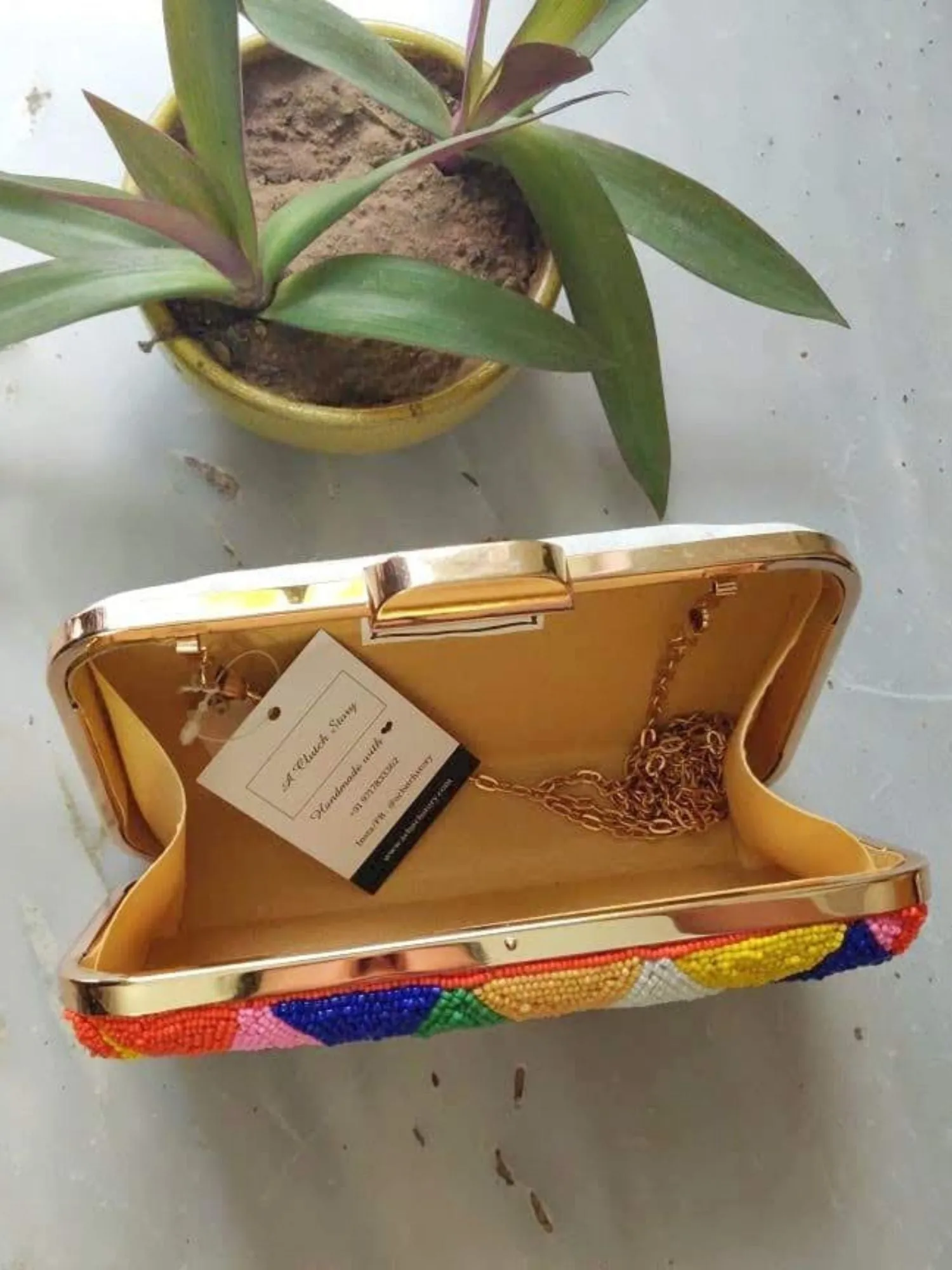 Multicolored Triangle Clutch