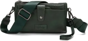 myfriday Vintage Leather Camera Crossbody Bag for Women, Stylish Two Layer Shoulder Bag Purse with Removable Card Slots