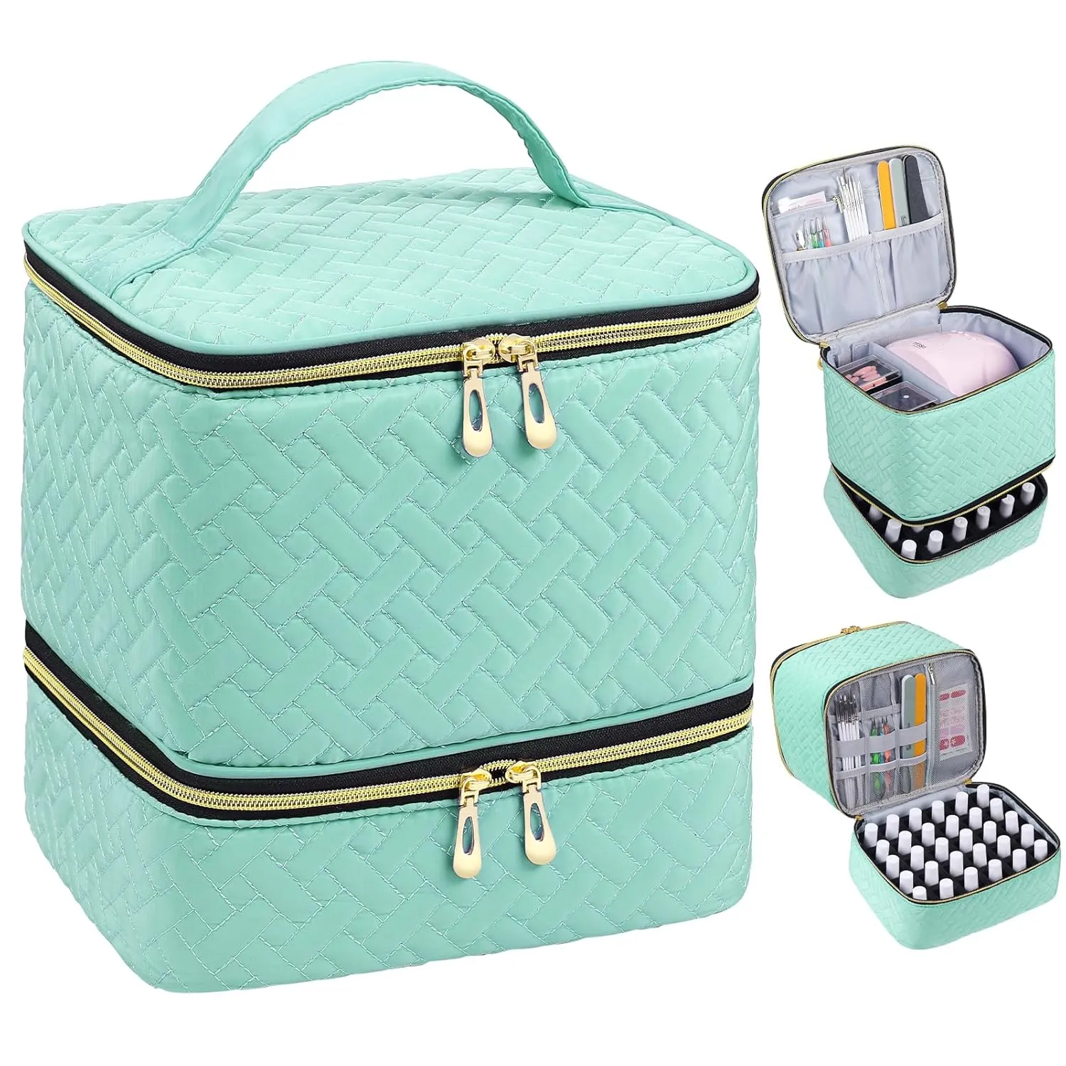Nail Polish Carrying Case Bag-Holds 30 Bottles, Double-Layer Nail Polish Storage and Nail Dryer Case