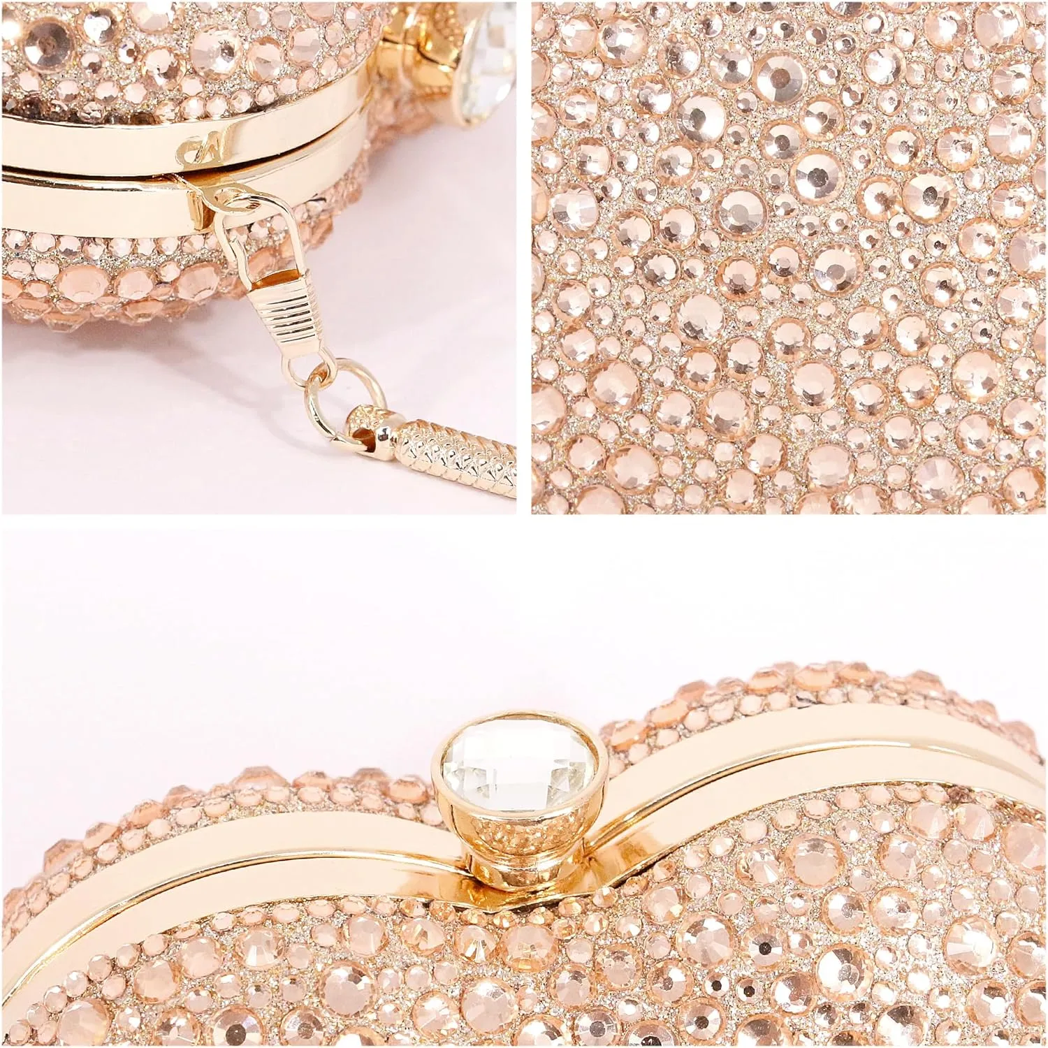 Naimo Womens Heart Bag Rhinestone Evening Bag Handbag Purse for Wedding Cocktail Party