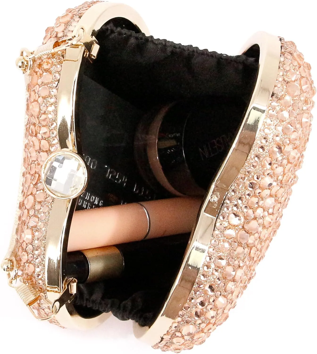 Naimo Womens Heart Bag Rhinestone Evening Bag Handbag Purse for Wedding Cocktail Party