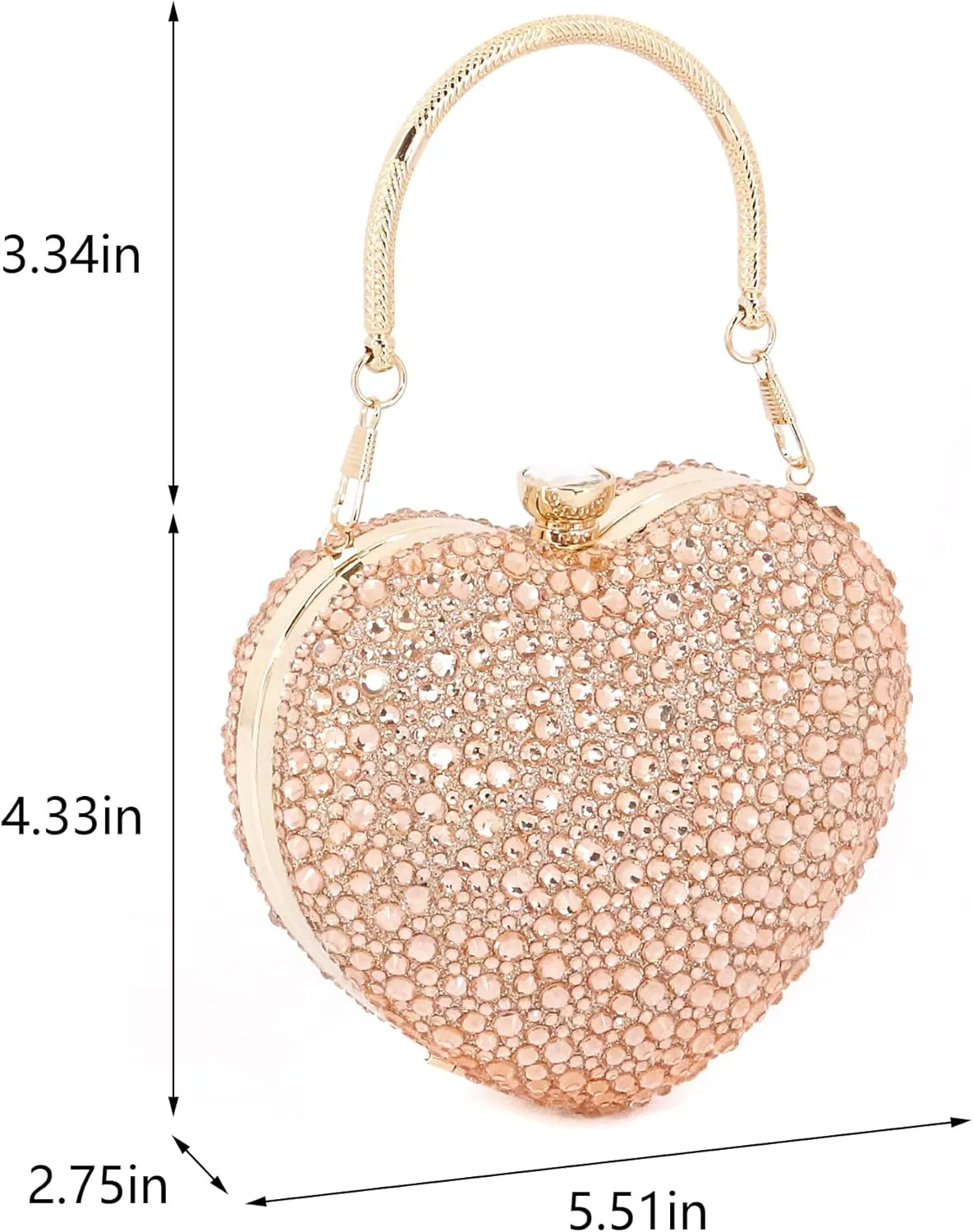 Naimo Womens Heart Bag Rhinestone Evening Bag Handbag Purse for Wedding Cocktail Party
