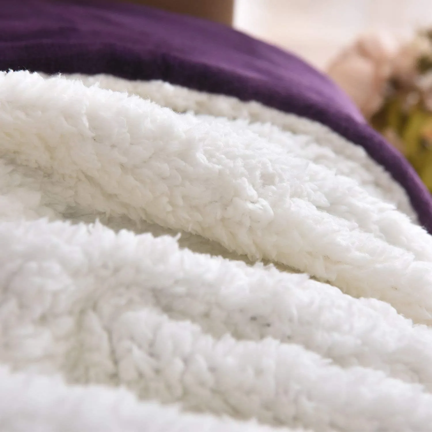 NANPiper Sherpa Blanket - Twin Size Thick Velvet Plush Reversible Bed Blanket for Winter - Purple (60"x80")
