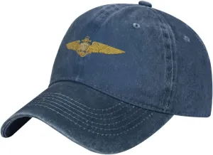 Naval Aviator Pilot Wings Vintage Wash Denim Baseball Cap