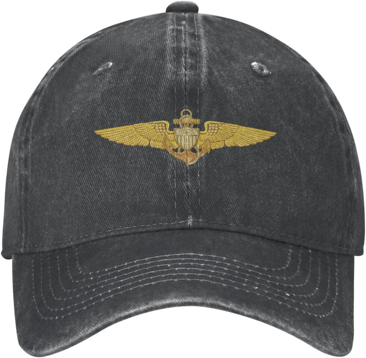 Naval Aviator Pilot Wings Vintage Wash Denim Baseball Cap