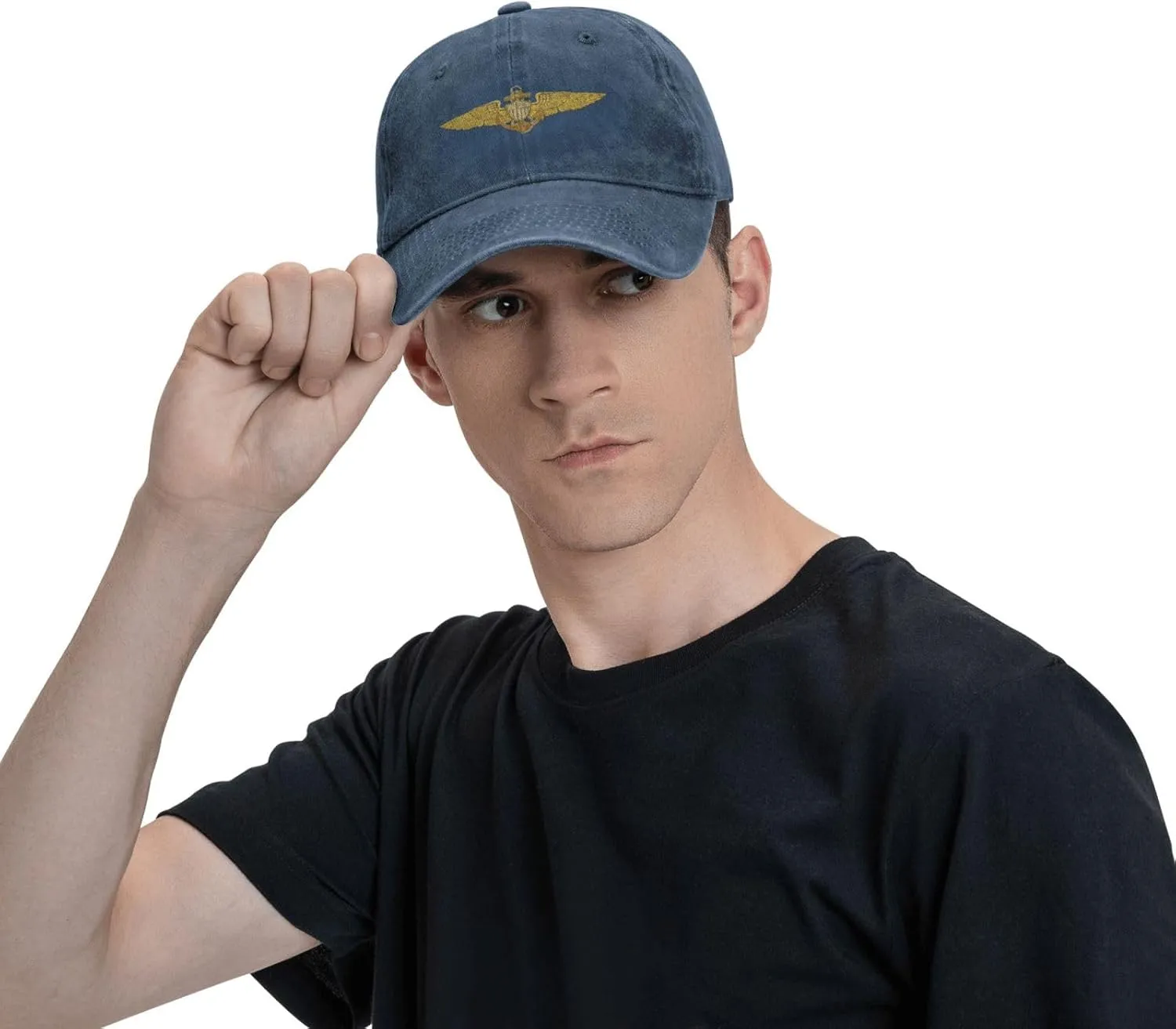 Naval Aviator Pilot Wings Vintage Wash Denim Baseball Cap