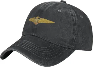 Naval Aviator Pilot Wings Vintage Wash Denim Baseball Cap