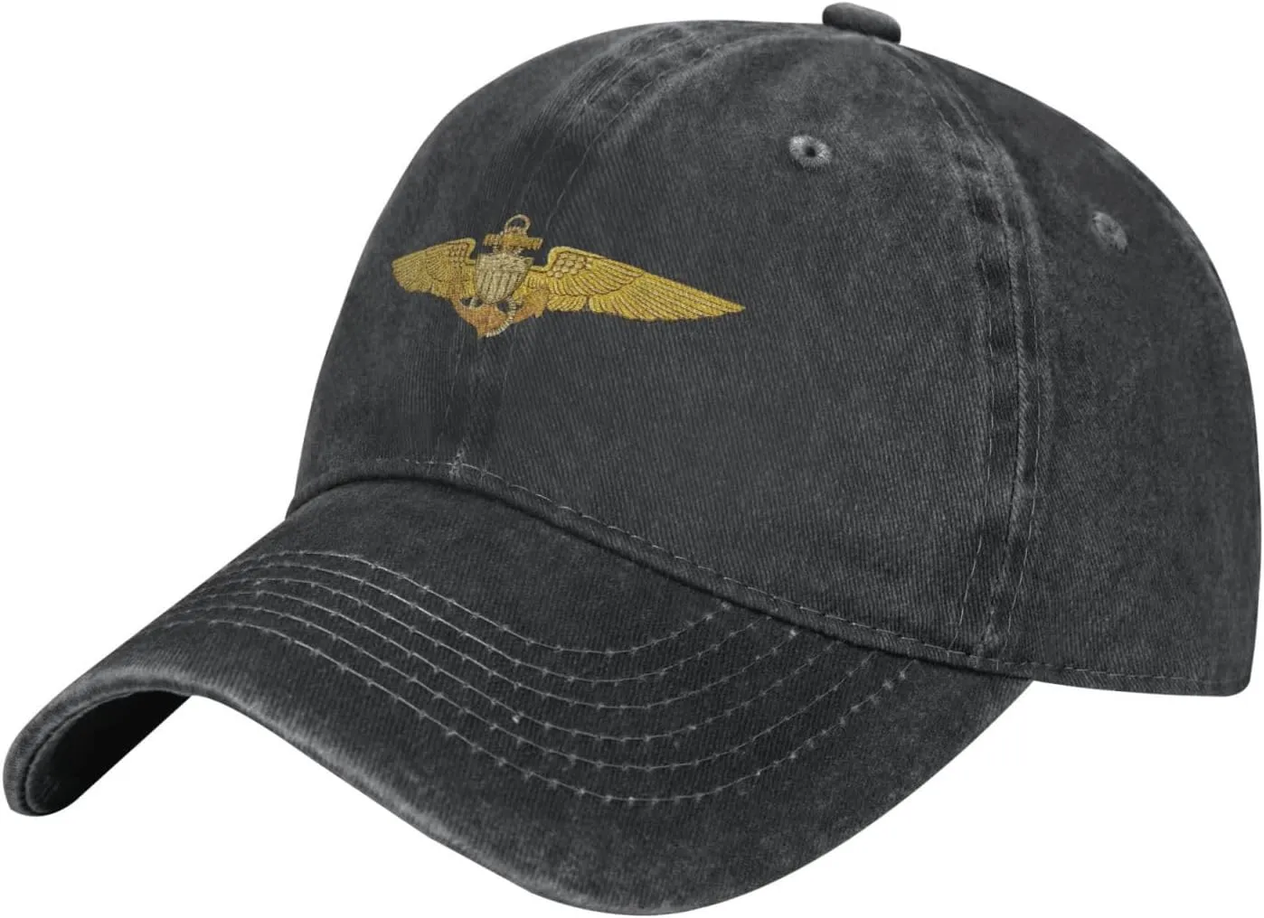 Naval Aviator Pilot Wings Vintage Wash Denim Baseball Cap
