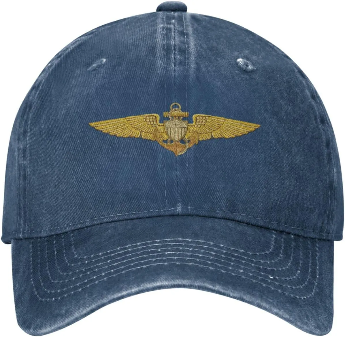 Naval Aviator Pilot Wings Vintage Wash Denim Baseball Cap