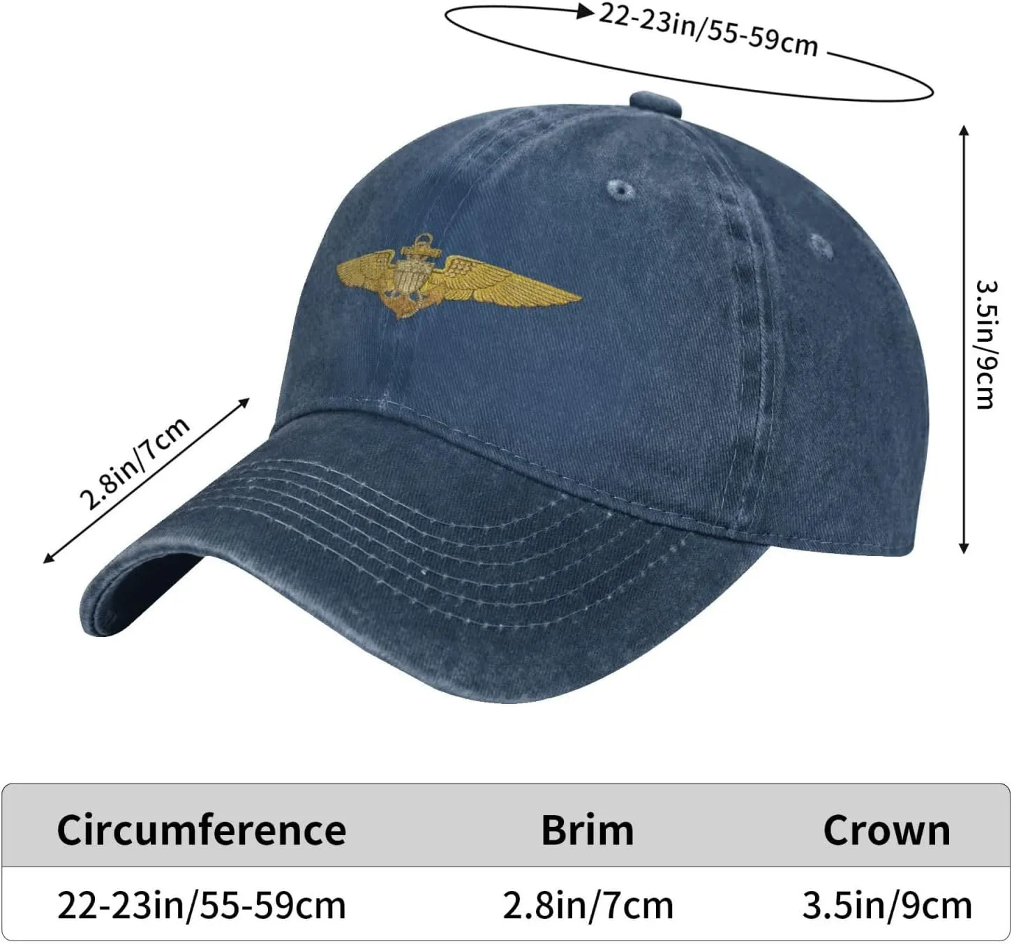 Naval Aviator Pilot Wings Vintage Wash Denim Baseball Cap