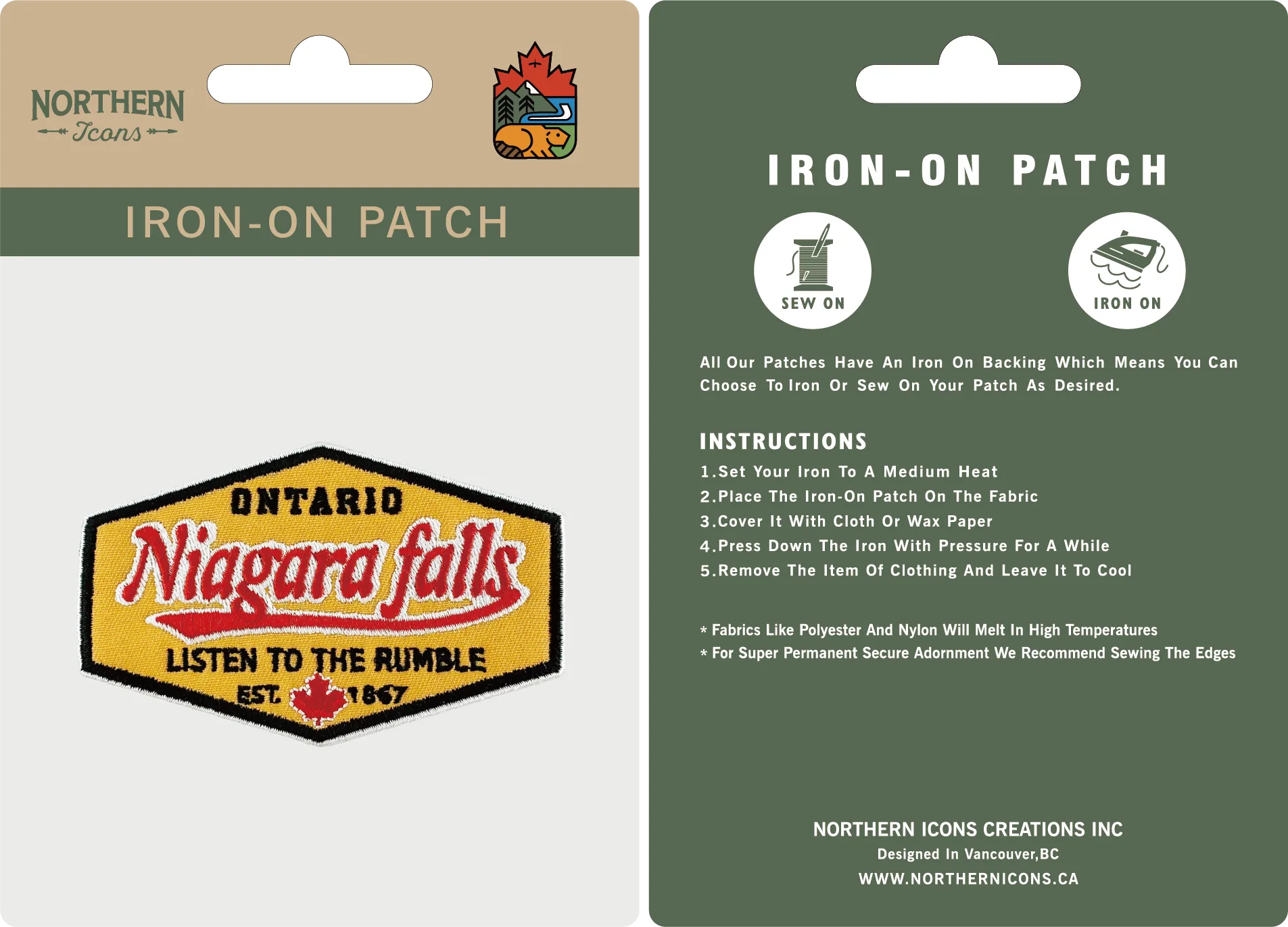 Niagara Falls iron-on embroidery patch