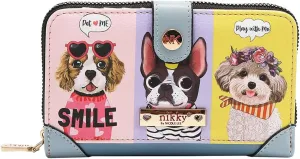 Nicole Lee NIKKY Compact Wallet, Vegan Leather, 8 Card Slots (BEST BUDDIES)