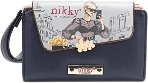 Nicole Lee NIKKY Small Bifold Wallet, Vegan Leather, 8 Card Slots, Wristlet Strap (URBAN COFFEE DREAM)