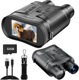 Night Vision Goggles True 4K Rechargeable Night Vision Binoculars Day Night Use with Photo & Video Digital Zoom Infrared Full-Color Monocular Compact Binoculars High Powered for Adults