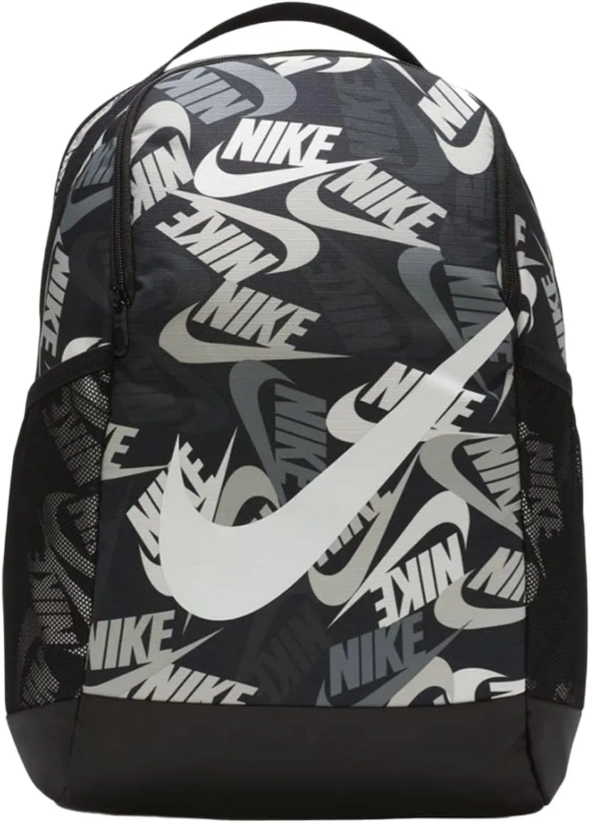 NIKE SPORTSWEAR BRASILIA BACKPACK CU8962-010 18L Black/Glossy White, 18 x 12 x 5 in, Black/Glossy White, 45 x 30 x 12 cm