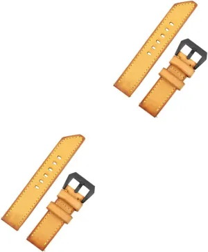 NOLITOY Leather Strap Watch for Band Wrist Straps Leather Wrist Belt Cowhide Yellow