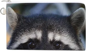 Northern Raccoon's Face Cute Coin Purse Travel Small Makeup Bag Zippered Canvas Pencil Pouch 7.4 × 4.6 Inch