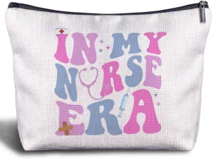 Nurse Appreciation Makeup Bag - Registered RN Gifts for Graduation, Practitioners - Groovy In My Nurse Era Cosmetic Toiletry Bag