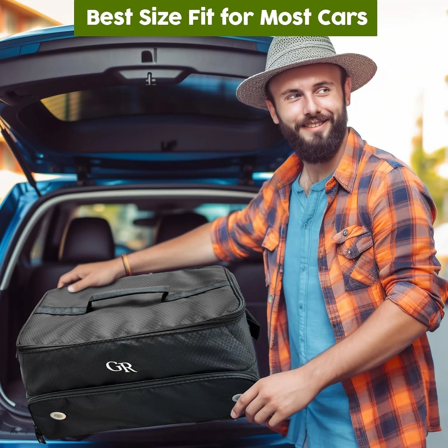 Odor-Absorbing 2-Layer Large Golf Trunk Organizer with Activated Carbon Fabric - Water-Resistant Golf Shoe Bag for Shoes Balls Tees Clothes Gloves Golf Accessories, Fathers Day Dad Gifts for Men