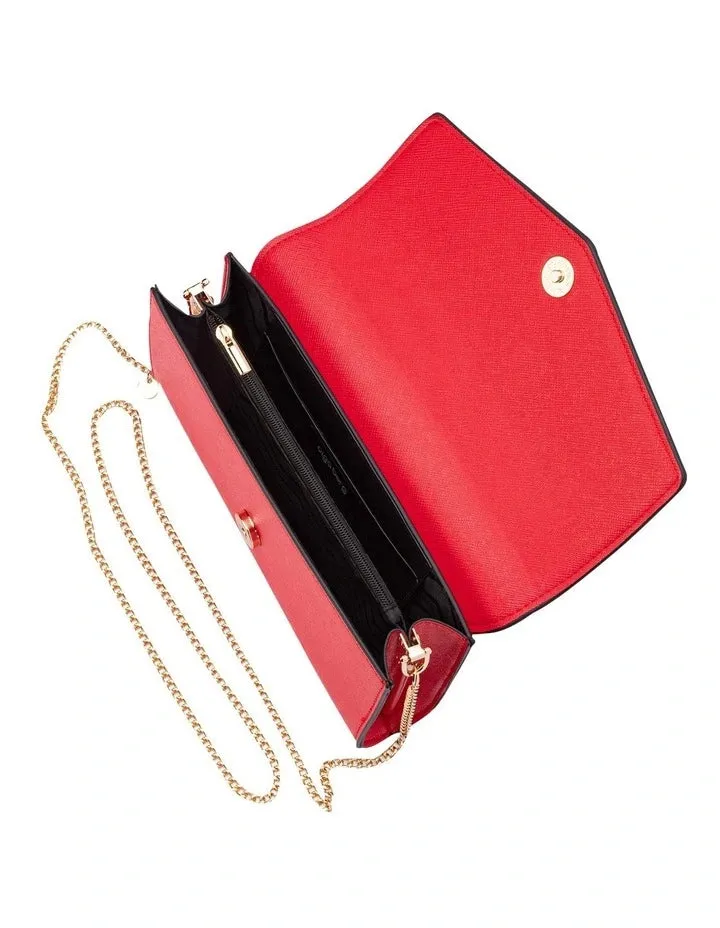 OLGA BERG NIC Hardware Trim Red Envelope Clutch